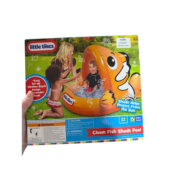 Little Tikes Clown Fish Shade Pool Inflatable Toddler Kiddie Water Toy 9319/9313 - Picture 2 of 5